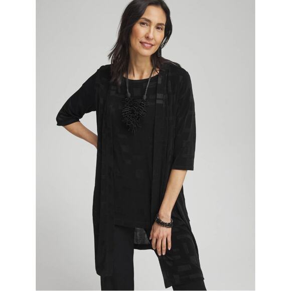 NWT Chico's Travelers Jacquard Cardigan Black Design 3 XL - Picture 1 of 14